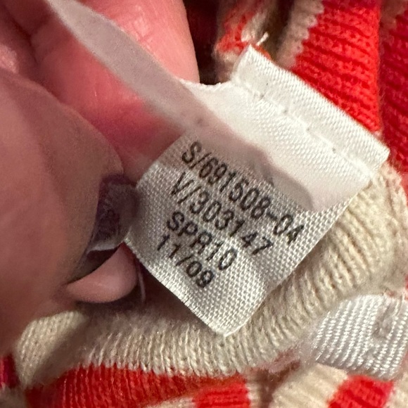 GAP Women's Sweater Cotton Silk V-Neck Size M Red Stripe Preppy Nautical French - Picture 5 of 9